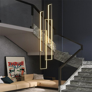 JYLIGHTING rettangolo in metallo semplice moderno soggiorno a led oro nero lampadari a soffitto e luci a sospensione luci scale - Product Image 5