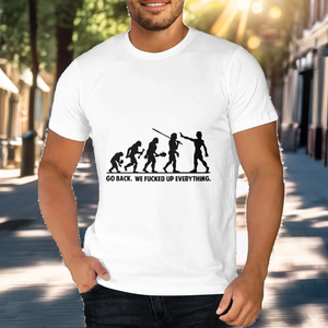 T-shirt personnalisé en coton 100% avec motif évolution humaine, impression par sublimation à la demande, grande taille, dropshipping, vente en gros, t-shirts d'été - Product Image 2