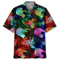 Chemise Hawaïenne Personnalisée à Motif Hibiscus, Impression à la Demande, Motif Moto, Chemise Aloha pour Homme, Vente en Gros, Chemise en Polyester