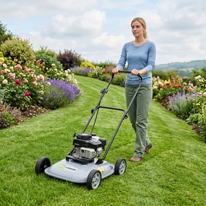 <span class=keywords><strong>Tondeuse</strong></span> à gazon thermique à suspension manuelle haute efficacité avec <span class=keywords><strong>coussin</strong></span> d'air pour pentes, largeur de coupe 480 mm, 4 temps, 4 vitesses - Product Image 1