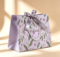 Ensemble de sacs cadeaux en papier à motifs floraux personnalisés et boîte rigide, emballage cadeau de luxe avec nœud en ruban pour les fêtes, les anniversaires et les cadeaux