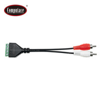 Conector de Audio de 2 RCA, 4 Pines/Vías, Macho y Hembra, Terminales de Tornillo, Latón Chapado en Oro, Sin Soldadura, 26-14AWG, 12V/DC, Negro/Verde