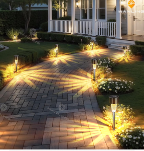 Lampe solaire extérieure étanche, lampe solaire LED en acier inoxydable pour jardin, patio, pelouse, cour et paysage - Product Image 1