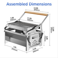 En stock, Gril à charbon de bois détachable en acier inoxydable pour la maison, gril à poisson d'extérieur, grille de barbecue