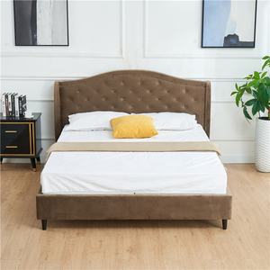 <span class=keywords><strong>Lit</strong></span> moderne <span class=keywords><strong>en</strong></span> tissu velours brun capitonné, <span class=keywords><strong>convertible</strong></span> et extensible, confortable, <span class=keywords><strong>double</strong></span>, queen, king size, avec un style doux - Product Image 4