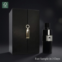 Boîte Cadeau Luxe à Design Personnalisé, Noire, à Double Porte, en Carton Rigide pour Flacon de Parfum Vide, Emballage de Parfum