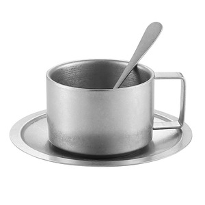 Juego de Tazas de Café de Acero Inoxidable con Aislamiento de Doble Pared con Platillo y Cuchara para Espresso, Latte, Capuchino, Té con Leche - Product Image 5