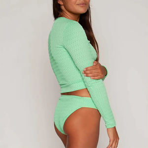 Custom Design Women Fitness Two Piece Swimsuit Long Sleeve Lady Surf Guard Sexy Beachwear Oem <b>Cover</b> <b>up</b> Girl Bikini Set Plus Size - Product Image 4