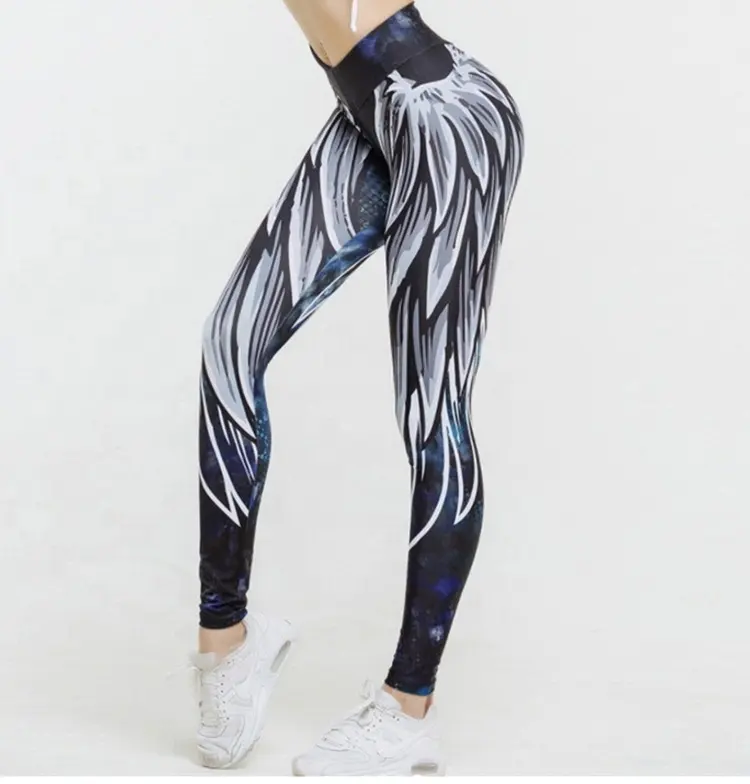 Toptan moda 3D baskı Yoga pantolon ince spor spor egzersiz tayt