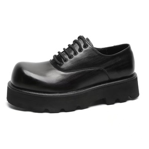 Zapatos Casuales de Vestir para Hombre, de Piel Sintética con Cordones, Punta Redonda, Suela Gruesa, Estilo Moderno para Oficina, Otoño, Invierno y Verano - Product Image 1