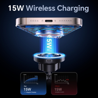 Support magnétique de voiture à charge rapide sans fil 15W professionnel avec base à ventouse et lumière RGB certifié ROHS