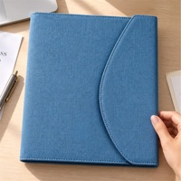 Organiseur de budget personnalisé A5 en tissu denim bleu avec 6 anneaux métalliques et poche intérieure