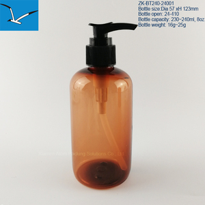 8 oz 240 ml plastik <span class=keywords><strong>PET</strong></span> Amber Boston şişe siyah disk ile üst kapak cilt bakımı ambalaj için el losyonu şişe olarak kullanın - Product Image 4