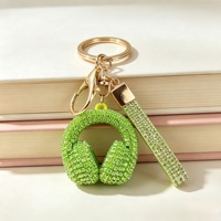 Porte-clés écouteurs en strass, breloque de téléphone, pendentif pour sac à dos ou clé de voiture, accessoire de mode féminin, bijou cadeau pour filles