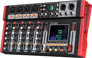 Consola mezcladora de audio mini de 4/6 canales para transmisión, precio de fábrica TM, mezclador de audio para KTV familiar, USB/BT, 18/99 efectos, grabación - Product Image 4