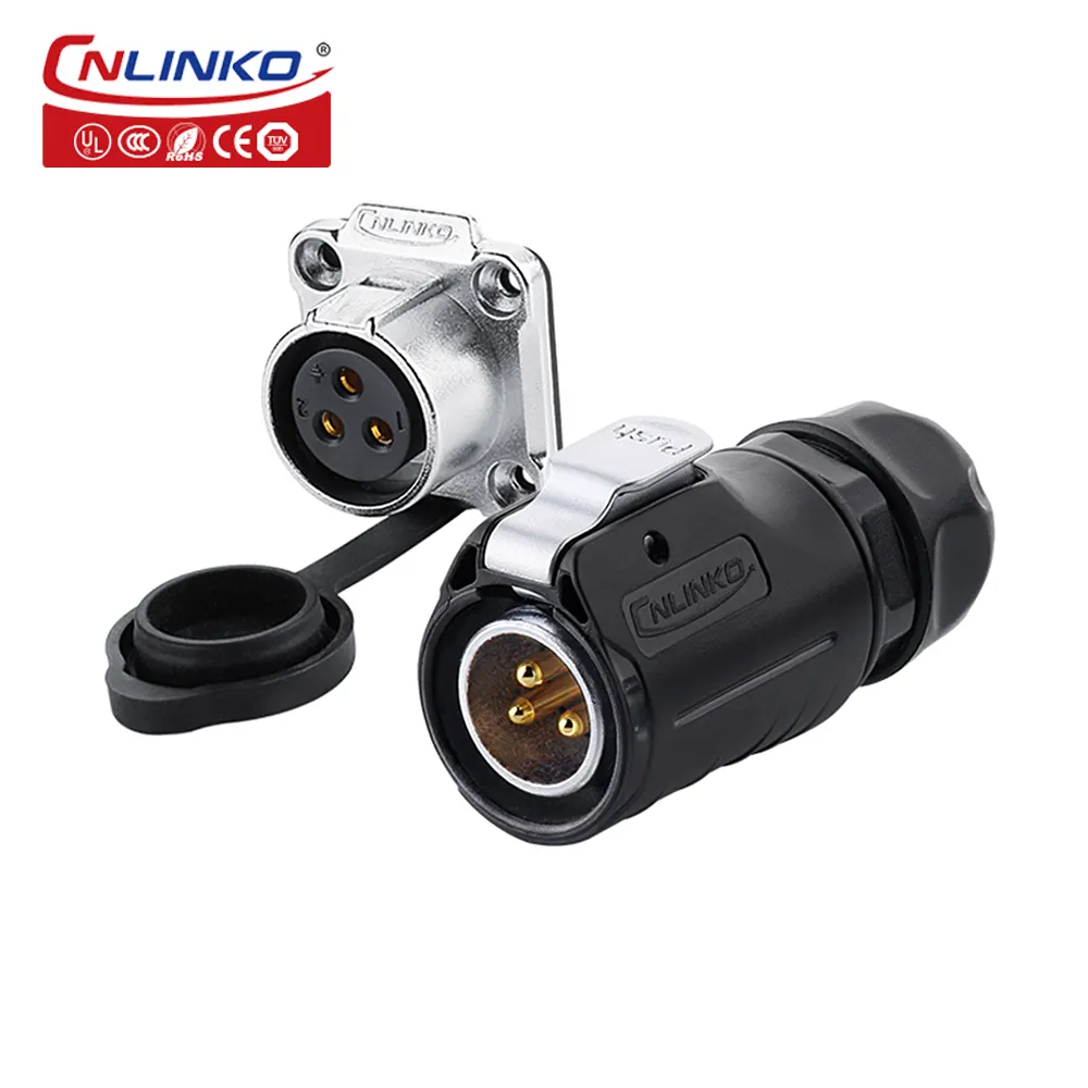 Cnlinko lp 20 outdoor LED display power plug 3pin waterproof circular dc cable connector