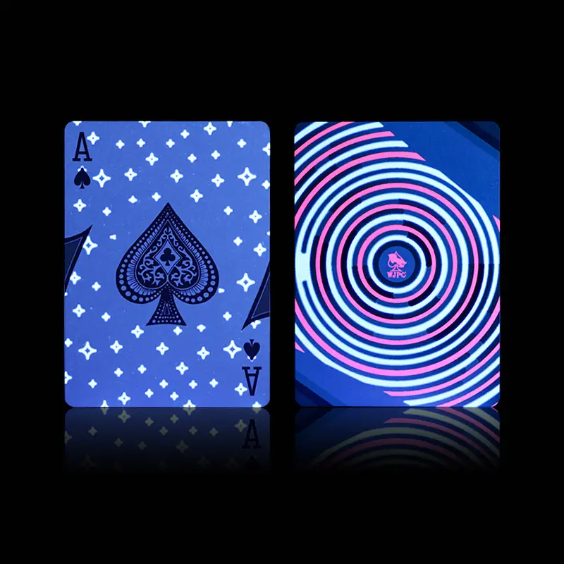 Wjpc-printing Poker Magic cardies_deck adulto bianco casinò nero PVC carta sublimazione Logo personalizzato carte da gioco usa