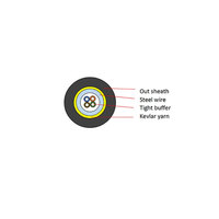 Câble de distribution FTTH en fibre optique blindé en fil d'acier spiralé pour intérieur, 4 cœurs, gaine Kevlar à isolation serrée, gaine LSZH, G652D
