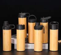 17Oz botol air Tumbler teh perjalanan vakum dinding ganda portabel botol air termos bambu pintar 500ml baja tahan karat panas