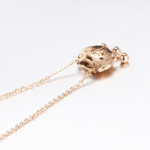 Collar con colgante de candado en oro rosa con característica china Fu y campanas para la buena fortuna, regalo para uso diario - Product Image 5