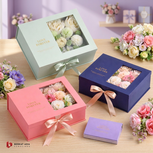 Caja de Regalo de Papel Color Marfil, Portátil, Biodegradable, Ecológica, Personalizable, con Ventana y Cinta, Elegante y Romántica, para Flores - Product Image 3