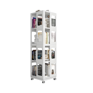 Librería Giratoria Moderna Blanca con Ruedas, Librería Giratoria de 360 Grados, Torre de Almacenamiento, Organizador - Product Image 1