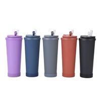 Nouvelle tasse à café isotherme en acier inoxydable 304 avec revêtement céramique, poignée en métal et couvercle 2-en-1 avec base en silicone
