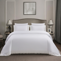 Ensemble de literie en dentelle blanche pure, tissu soyeux et lisse, housse de couette, drap, taies d'oreiller, ensemble quatre pièces pour la maison, l'hôtel, la chambre à coucher
