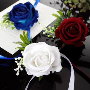 Boutonnière réaliste pour marié, fleurs pour demoiselle d'honneur, bracelet, boutonnière rose blanche, broche de corsage, fleur pour témoin de mariage - Product Image 2