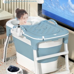 モダンデザイン折りたたみ式バスバケット大人用プラスチックフルボディバスタブ - Product Image 3