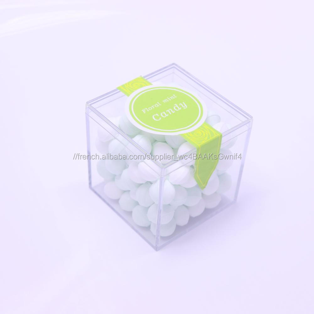 2*2*2'' Clair Bacs À Bonbons En Plastique D'emballage De Cadeau Fête De Mariage Acrylique Bonbons boîte avec couvercle