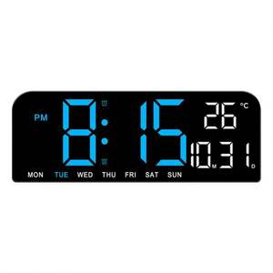 Nouvelle horloge de bureau numérique à grand écran LED à quartz, triple alarme avec contrôle d'intensité à 3 niveaux, design Art Déco - Product Image 5