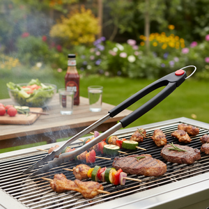 Pinze a molla per barbecue con sistema di bloccaggio eco-friendly materiale per PC lavabile in lavastoviglie pinze lunghe per servizio di cucina di casa - Product Image 3