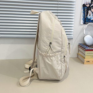 Original Style <b>Backpack</b> 18 In Large Capacity Outdoor Leisure College <b>Student</b> Unisex Solid Color Khaki - Product Image 2