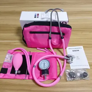 Esfigmomanómetro aneroide médico negro rosa púrpura con kit de estetoscopio Sprague rapport tensiómetro manual