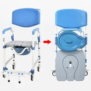 Lightweight waterproof shower bathroom wheel chair elderlly Toilet commode wheelchair