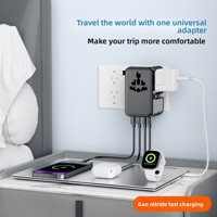 Adaptateur de Voyage Universel Multi-Pays 70W GaN Chargeur Rapide avec Câble Multifonctionnel en PC Ignifuge Sans Ports