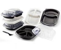 Conteneur de nourriture à emporter Conteneur de salade jetable avec couvercle Plateau MFPP biodégradable Emballage en plastique pour micro-ondes pour restaurant