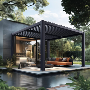 Freestanding Electric Motorized Aluminum Outdoor Bioclimatic Pergola <strong>Retractable</strong> <strong>Roof</strong> Rainproof UV Garden <strong>Gazebo</strong> - Product Image 4