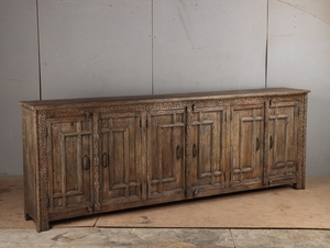 Buffet en bois rustique avec grands compartiments de rangement pour salon, salle à manger, cuisine, meubles de maison OEM ODM - Product Image 4