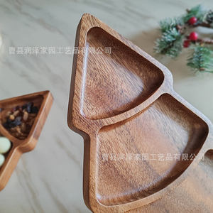 Solid Wood <b>Christmas</b> <b>Tree</b> Shaped Tray Divided Dish For Dessert Snack Fruit Household Tabletop Use - Product Image 1