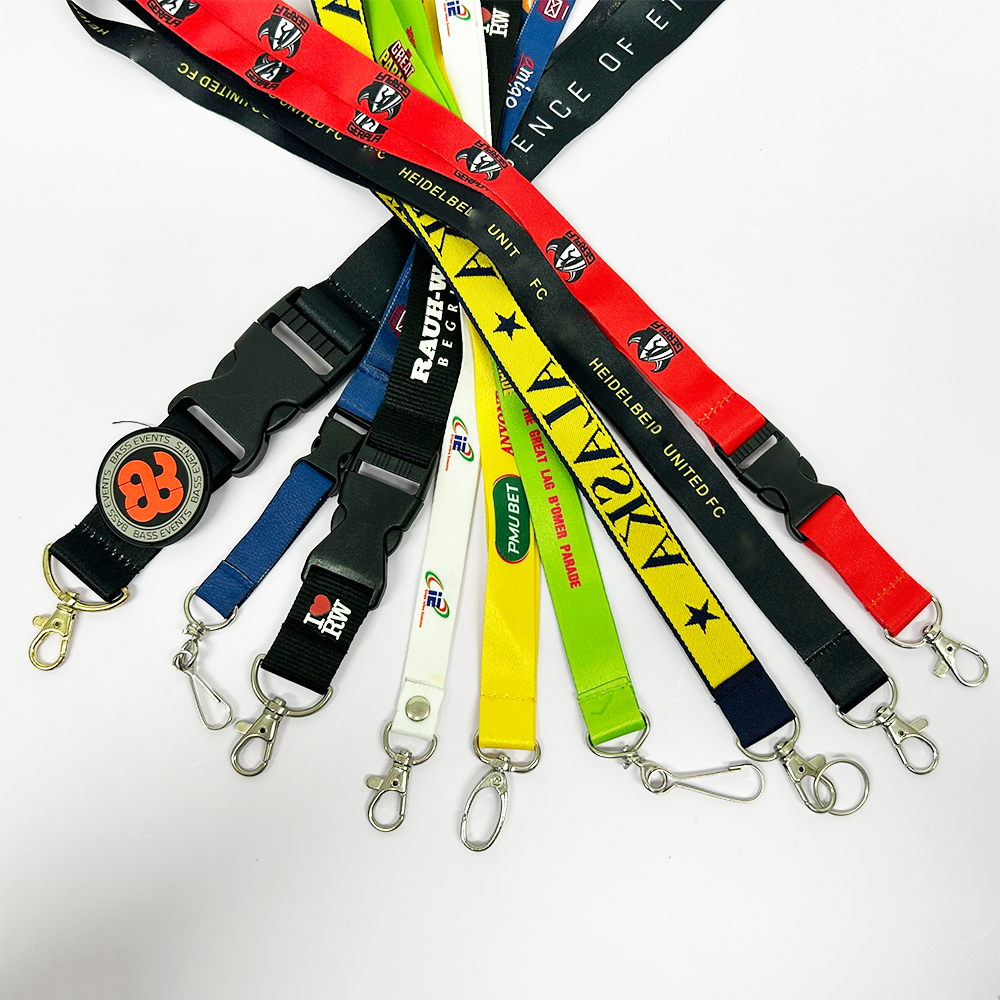 Personalized Neck Strap Keychain Nylon Id Card Printed Phone Case Key Chain Custom Pen Holder Lanyard With Silicone Ring