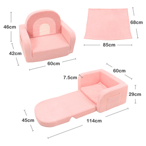 โซฟาเบดเด็กแบบกำมะหยี่ 2 in 1 โซฟาเด็กและเก้าอี้นั่งเล่นพร้อมผ้าห่ม โซฟาพับได้ - Product Image 6