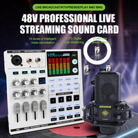 Kit de carte son professionnel SN800 avec micro sans fil U68, mélangeur audio RVB, alimentation fantôme 48V pour streaming en direct et enregistrement