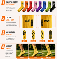 Chaussettes de football sportives personnalisées antidérapantes pour hommes, chaussettes de maintien respirantes à séchage rapide et écologiques avec logo sur le bas, pour adultes et jeunes.