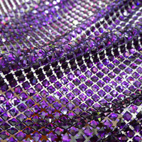 SH008 Haute Couture Cristal Strass Maille Scintillant Violet Carré Diamants Strass Net Tissu