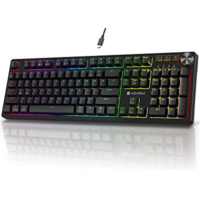 KOORUI Gaming Keyboards,104 Keys Full-Size Mechanical Keyboard Wired 26 RGB Backlit with Switch Gamer Keyboards for Windows