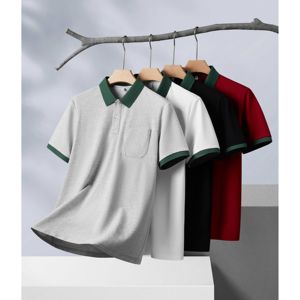 카라 배색 남성 여름 반팔 폴로 셔츠, 폴리에스터/면 혼방 캐주얼 셔츠/티셔츠 - Product Image 1