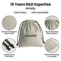Bolsa de Algodón con Cordón para Joyería, Diseño Espigado, Premium, Pequeña, Reutilizable, Ecológica, Minimalista, de Lujo, Suave