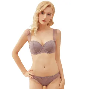 Sexy Lace Small Chest Gather Bra Pluggable Piece Size Cup Comfortable Bra Underwear Set